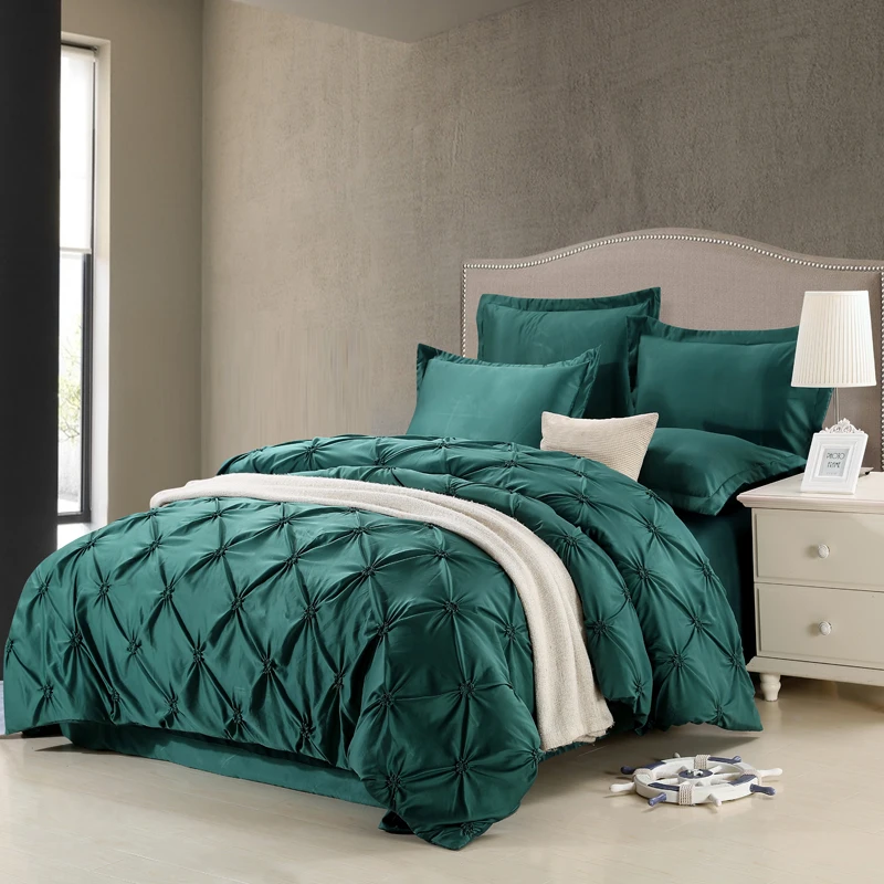 100% Silk luxuriousSolid color  bedding sets 4pcs queen king bedlinen bedclothes comfortable Duvet cover set hotel noble