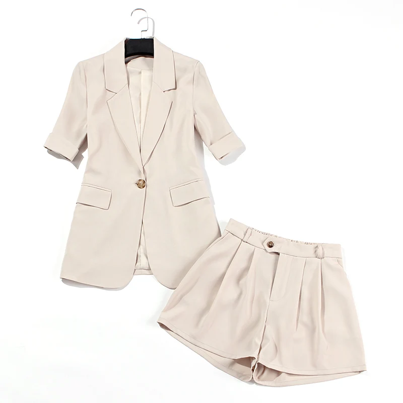 

2019 summer ladies suit suit casual office blazer Korean casual slim short-sleeved suit Fashion shorts Two-piece set