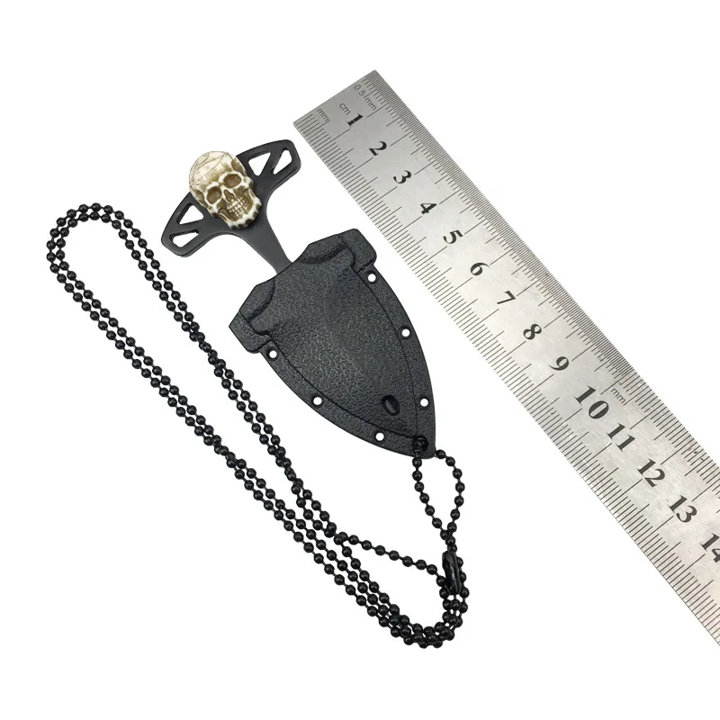 Панк мини черное ожерелье лезвие Фруктовый нож лагерь Открытый Череп Охота выживания поход самообороны подвеска с ножом