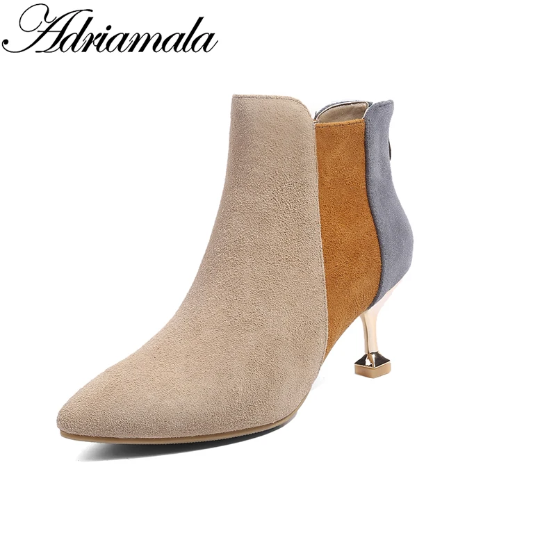 

2018 Cow Suede Sexy Boots Over Knee High Heel Women Shoes Pointed Toe Thin Heels Zipper Autumn Women Boots Adriamala