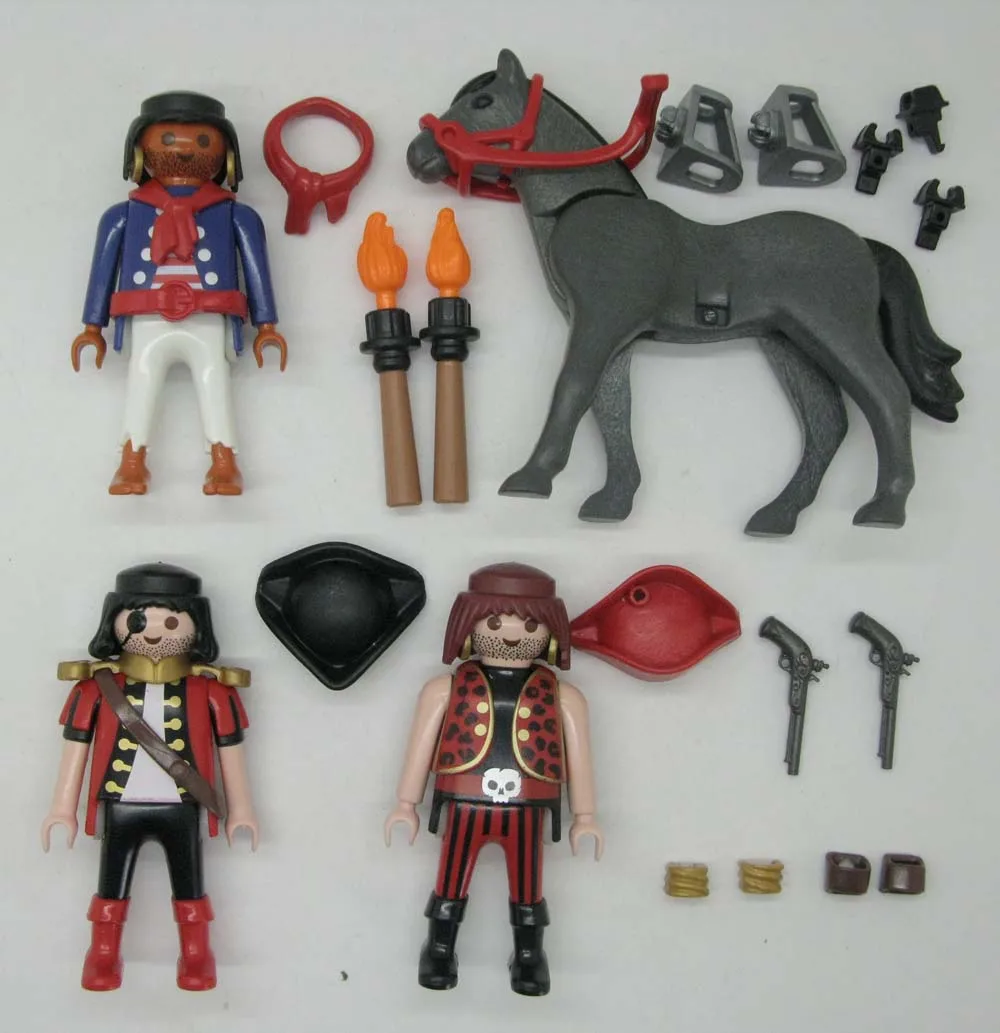 Экшн фигурки Playmobil Geobra пират и Серая Лошадь коллекционная игрушка A74C 4 шт.|Игровые