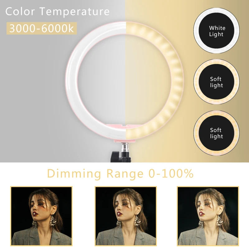 12 дюймов селфи кольцо светильник светодиодной вспышкой Камера для мобильной фотосъемки с увеличивающее фотографию для смартфона для видеосъемки в студии