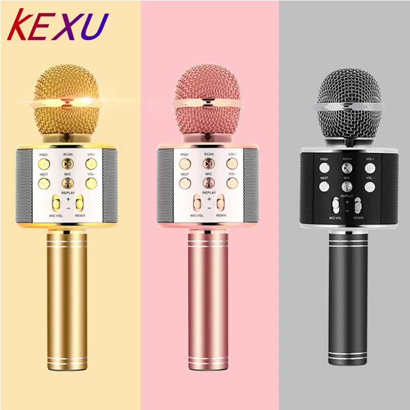 WS 858 wireless microphone professional condenser karaoke mic bluetooth stand radio mikrofon studio recording studio WS85