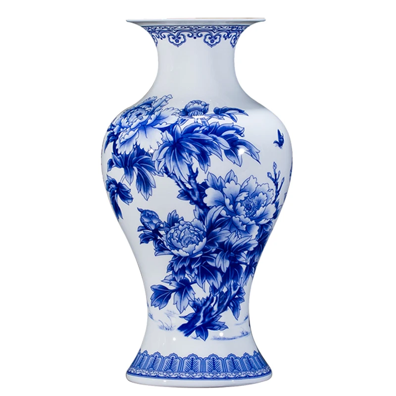 fine bone china blue and white peony vase Jingdezhen Ceramic Flower