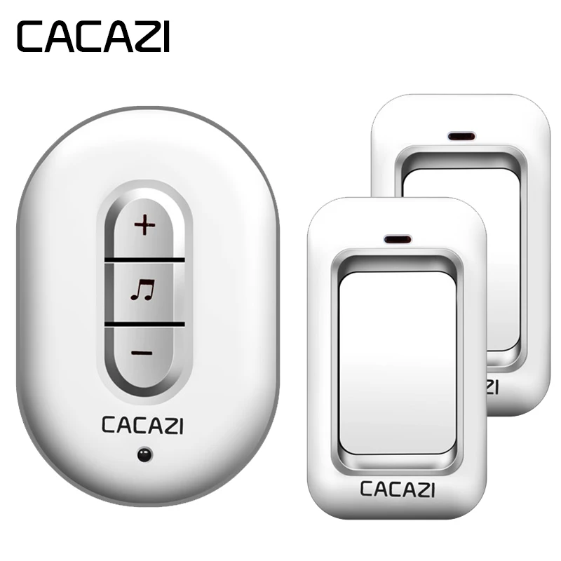 

CACAZI Wireless Doorbell Self-powered No Battery Waterproof Button 200M Remote LED Light Home Cordless Bell 48 Chimes 6 Volume