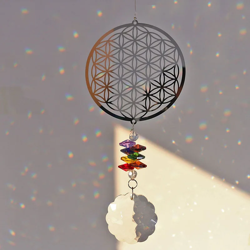 H&D Хрустальный цветок жизни Suncatcher Радуга производитель окна висячие орнамент сувенир Рождественский подарок дома Свадебные украшения