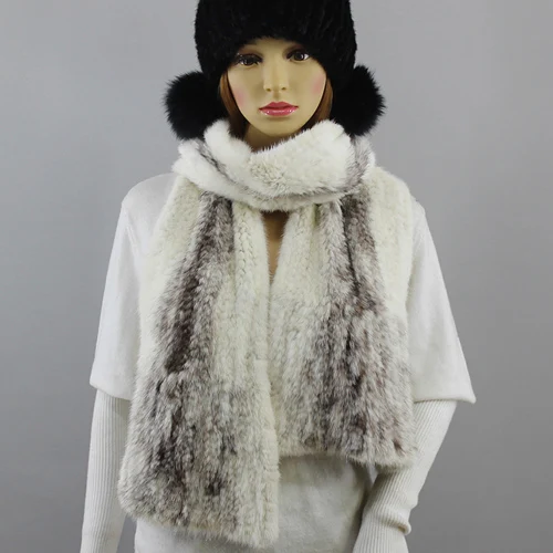 Зимний женский ручной вязаный норковый шарф модная норка шаль из меха хороший подарок натуральная норка мех зимний теплый шарф норковый шарф - Цвет: Color6
