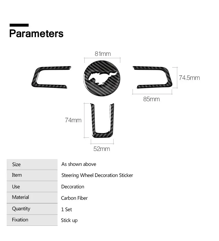 Для Ford Mustang, эмблема на руль из углеродного волокна, 3D наклейки на автомобиль, Стайлинг,,,, автомобильные аксессуары