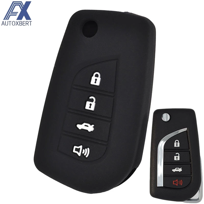 

AX 4 Button Silicone Car Remote Key Fob Shell Cover Case ForToyota Highlander Sequoia Sienna Tundra Tacoma 2011-2018 Skin Holder