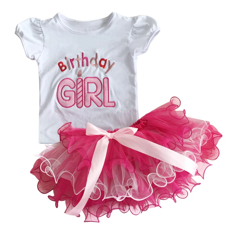 

Baby Girl Summer Clothes Infant Bebes Clothing Sets 1st 2nd Birthday Outfits Baby Cotton Shirt +Tutu Skirt Newborn Toddler Suits