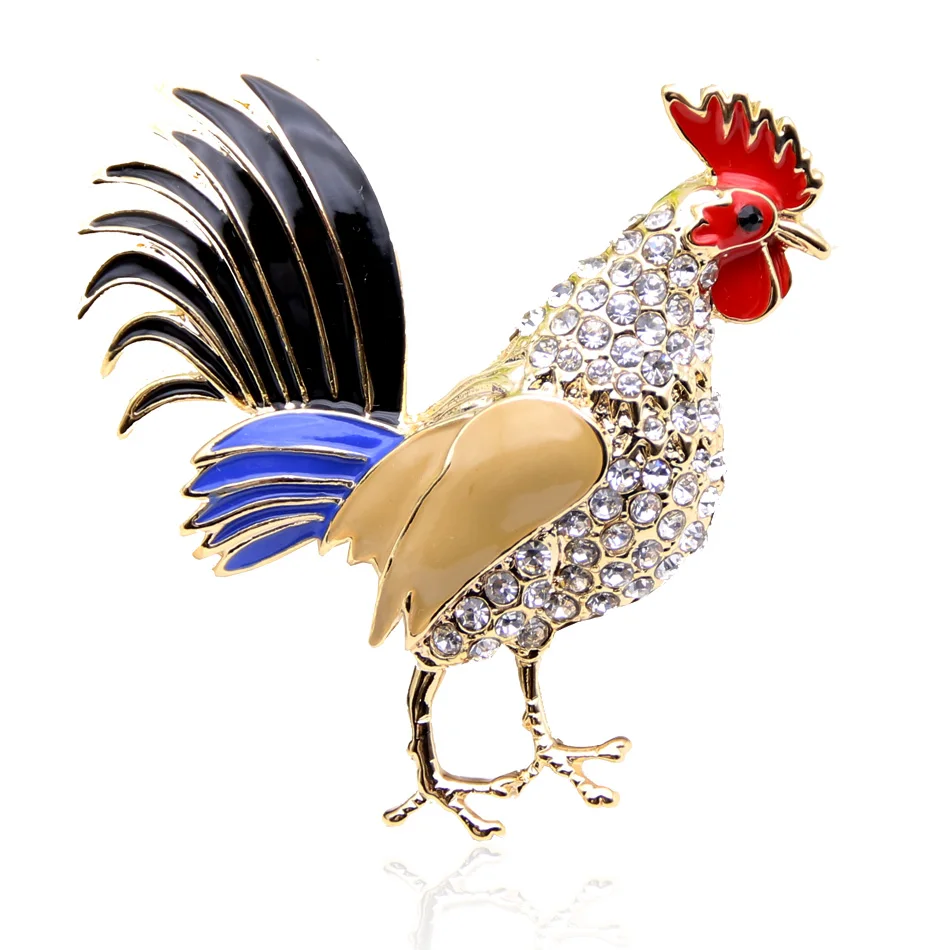 

Lucky Zodiac Animal Rooster Brooch Pin For Women Rhinestone Enamel Animal Brooches Broches Crystal Cock Jewelry Pins Cute Gift