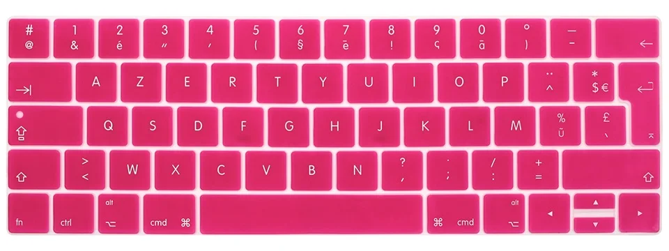Clavier AZERTY раскладка силиконовая клавиатура чехол для нового Macbook Pro 13 15 с сенсорной панелью A1706 A1707 A1989 A1990 защита кожи - Цвет: Rose Red