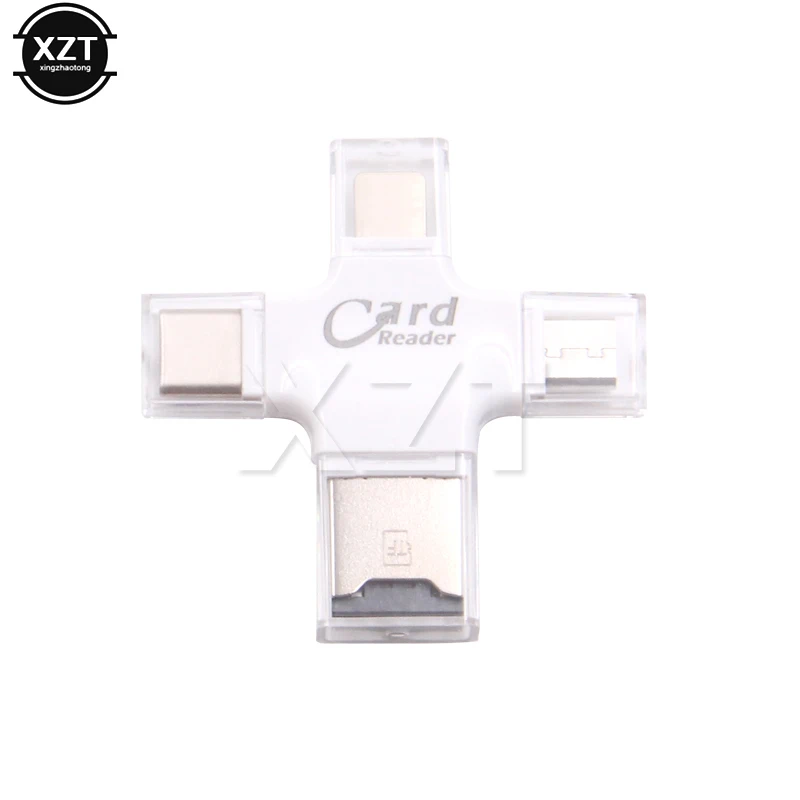 Новейший 4 в 1 тип-c/Micro USB/USB 2,0 считыватель карт памяти Micro SD считыватель карт android otg считыватель для iphone 7 plus 6s5s считыватель