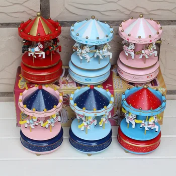 

Carousel Music Box Wooden Box Home Furnishing Ornaments Gifts Creative Manual