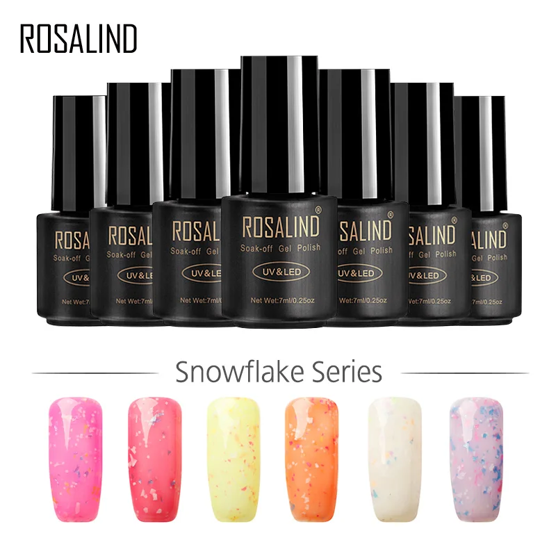 

ROSALIND Gel 1S 7ML Little Black Bottle Snowflake Glitter 24 Colors Nail Gel Polish LED UV Gel Varnish Soak Off Nail Art Lacquer