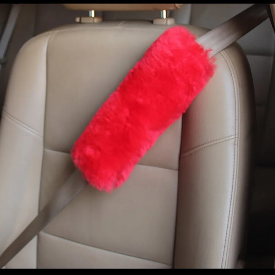 

2 PCS Universal Car Safety Belt Sheath Plush Decor High-End Interior Decorations Winter Protective Cover Car Accessory