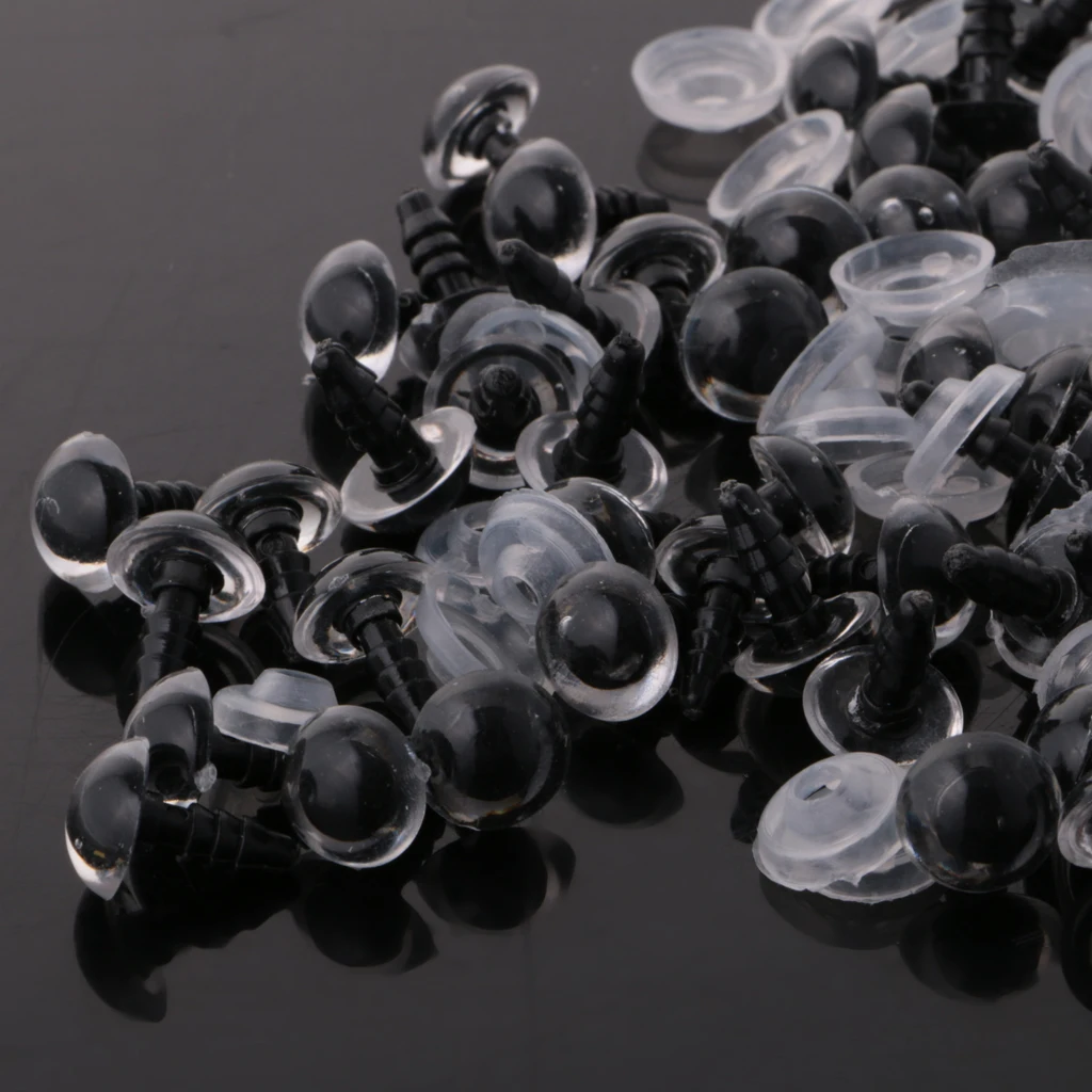 200pcs Clear Plastic Safety Eyes for Teddy Bear Doll Puppet DIY Making Craft - 10mm 12mm