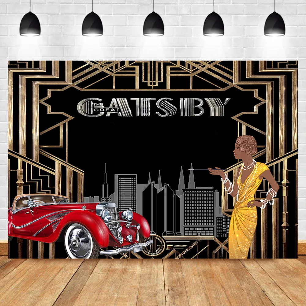 

NeoBack Great Gatsby Photography Backdrops Luxury Car Retro Girl Flapper Background Gatsby Birthday Party Background for Photo
