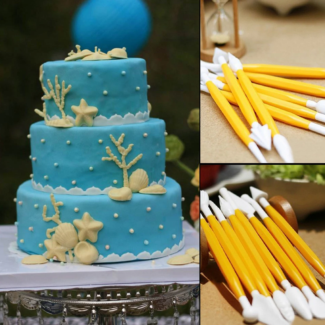 Украшения торта инструменты 8 шт./компл. Цветок Sugarcraft помадка для украшения торта Форма формирование Ножи желтый формы для выпечки Инструменты