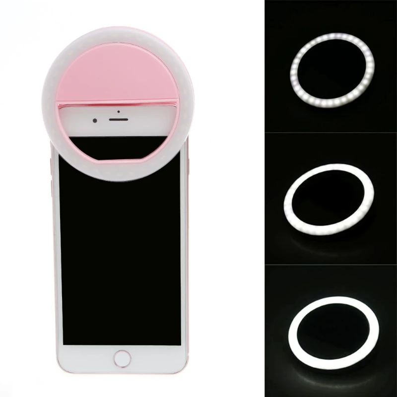 Портативный светодиодный светильник-кольцо для селфи с камерой для фотосъемки телефона Android для iPhone