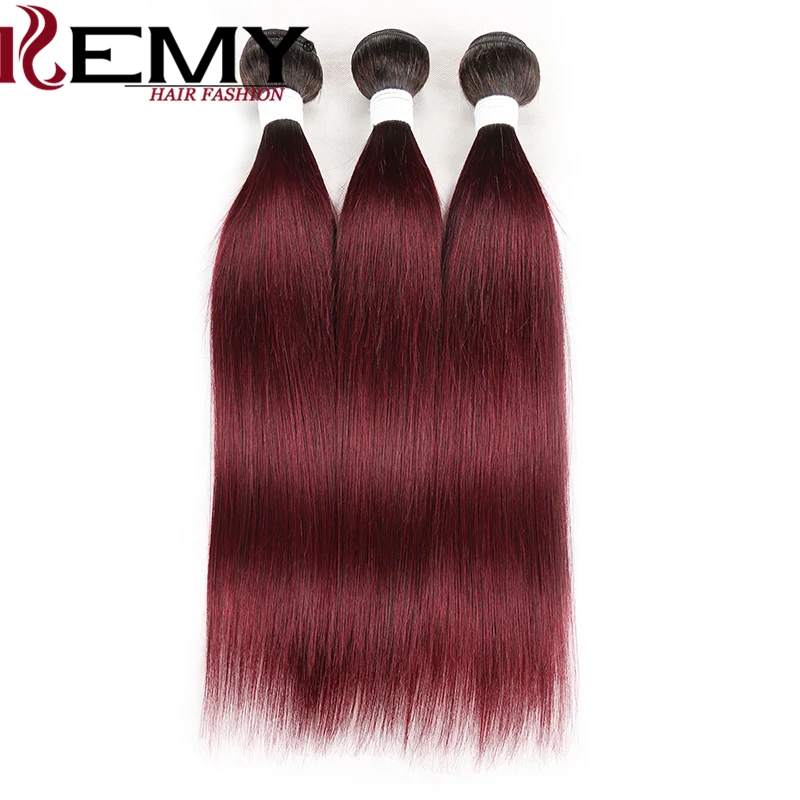 1B 99J/бордовый бразильские прямые волосы для наращивания kemy Hair 8-26 дюймов человеческие волосы переплетения пучки 3 шт не пучки волос remy - Цвет волос: T1B99J