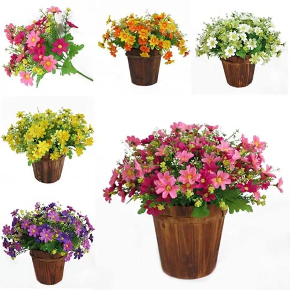 

1 Bouquet 28 Heads Artificial Fake Cute Daisy Flowers Handmade Artificial Flower Party Wedding Home Garden Decoration For Indoor