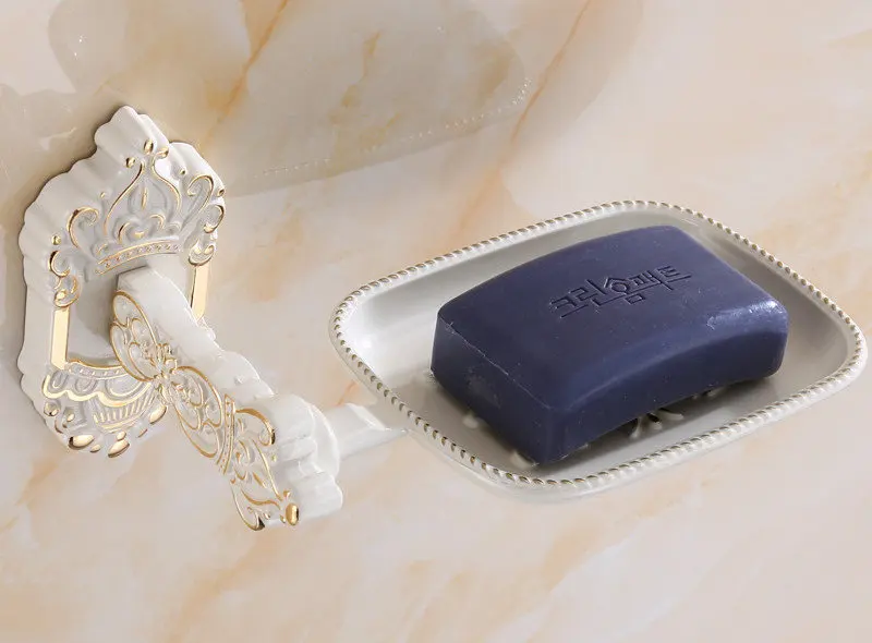 Soap dish Набор аксессуаров для ванной комнаты, алюминиевый стеллаж для полотенец, угловая полка, держатель для салфеток, держатель для туалетной щетки, набор аксессуаров для ванной, резная слоновая кость - Цвет: Soap dish