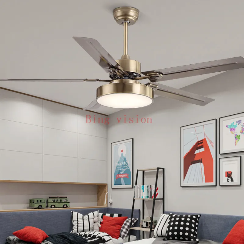 Billig Moderne Led Schwarz Decke Fan 5 Blad esstainless stahl Decke Fans Lampen Mit Lichter Für Wohnzimmer hause Dimmen beleuchtung