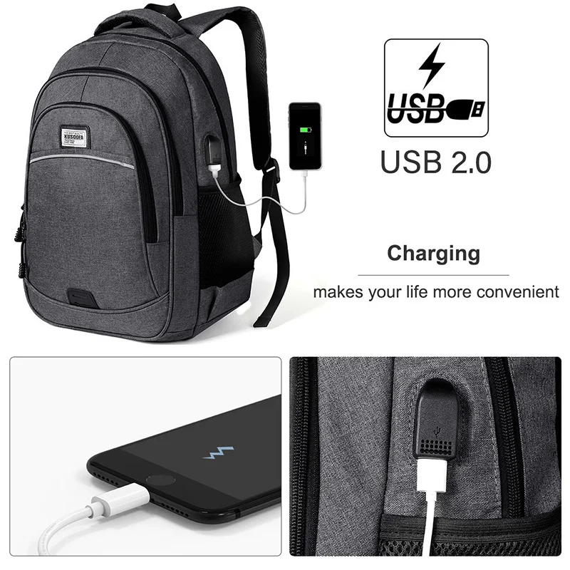 Мужской рюкзак большой емкости с usb зарядкой Противоугонный для подростка