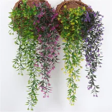 1pc Artificial Hanging Plant Leaves Orchid Rattan Green Plant Orange Leaf Flowers for Home Garden Wall Decoration Decor