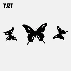 YJZT 18,1 см * 6,1 см красивая наклейка-бабочка виниловая декоративная картина автомобильный стикер черный/серебристый C24-0343