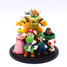 Buy Hot Anime Super Mario 7pcs Kubah Family Mario Yoshi Figure PVC Action Model Doll Toys For Kids Gifts Free Shipping