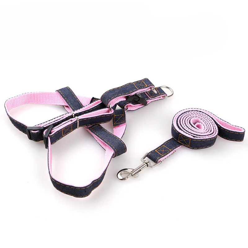 Adjustable No-Pull Denim Dog Harnesses Leash Collar for Greater Control Safety Dog Training Walking Running Rescue Harness 21