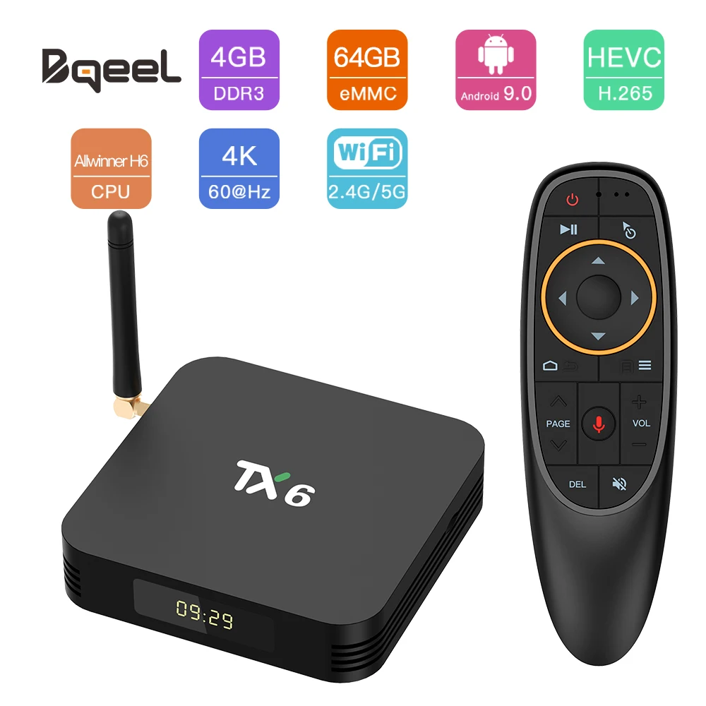 

5Pcs/lot Android 9.0 TV Box TX6 Allwinner H6 Quad Core 4G 64G Wifi BT4.1 Smart Box 4K Google Player Tanix Neftflix Set Top Box
