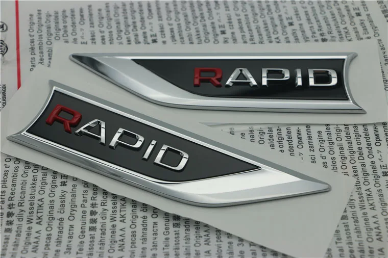 1 пара Серебристый, Черный Хром, Красный R быстрая эмблема АБС 3D наклейка для автомобиля Стайлинг и установка крыло эмблема логотип для Skoda Rapid влево и вправо