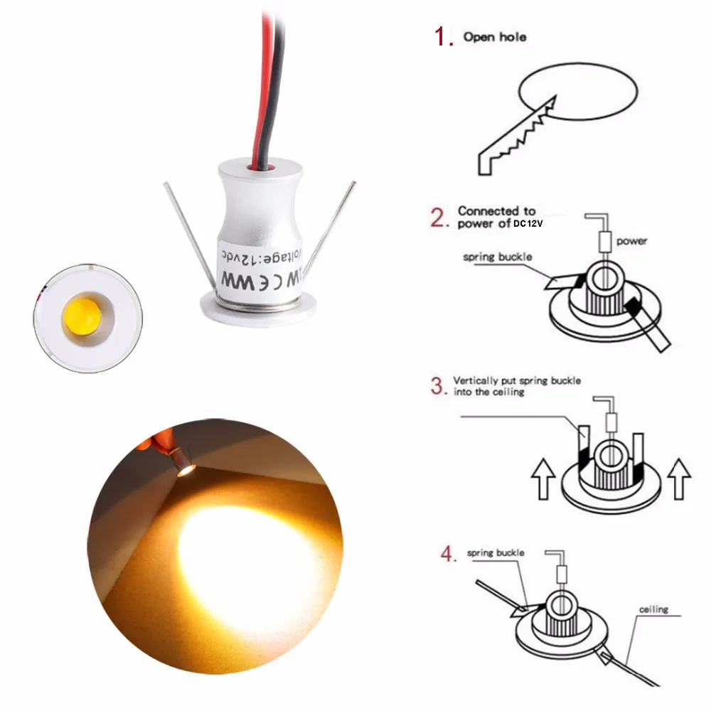 12V-24V Led Spotlight Cabinet Mini Spot Light IP65 Waterproof 1W 3W Recessed Down Light Cold Warm White Cupboard Showcase use Q