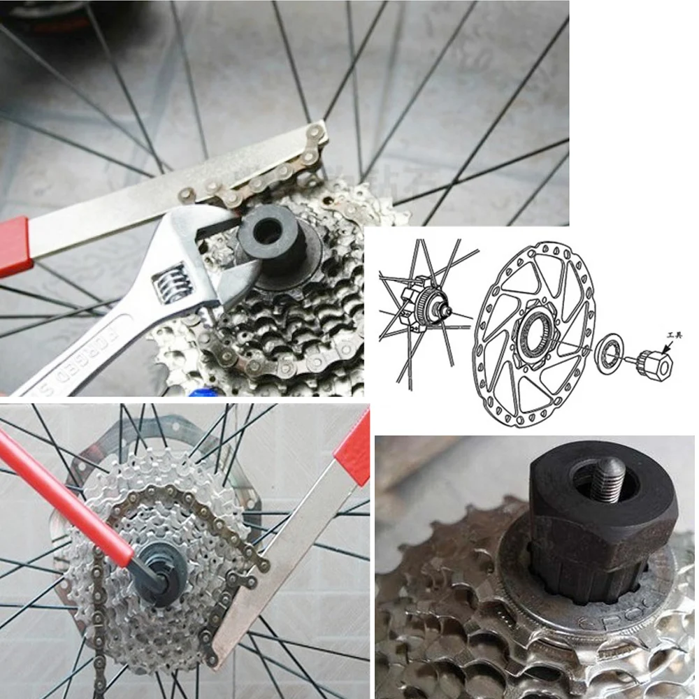 Vxm Bicicletas reparación montaña Herramientas de reparación de bicicletas rueda libre cassette remover mantenimiento herramientas bicicleta herramienta