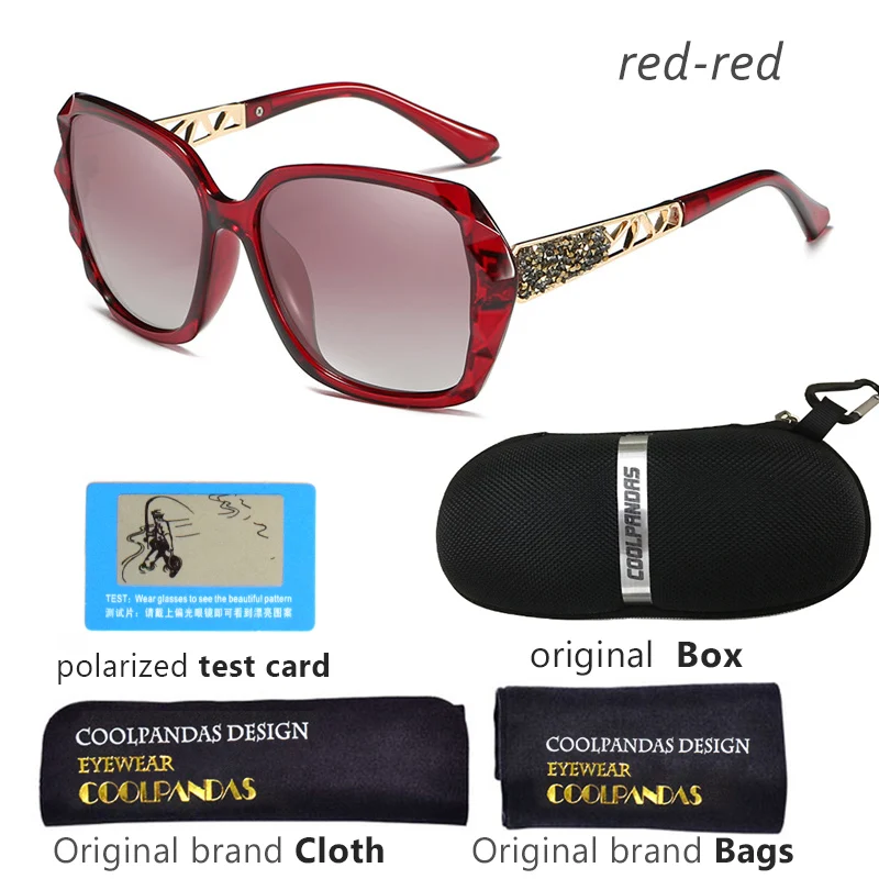 Женские роскошные брендовые дизайнерские поляризационные солнцезащитные очки, женские солнцезащитные очки, призматические очки Oculos De Sol, аксессуары UV400 - Цвет линз: red-red
