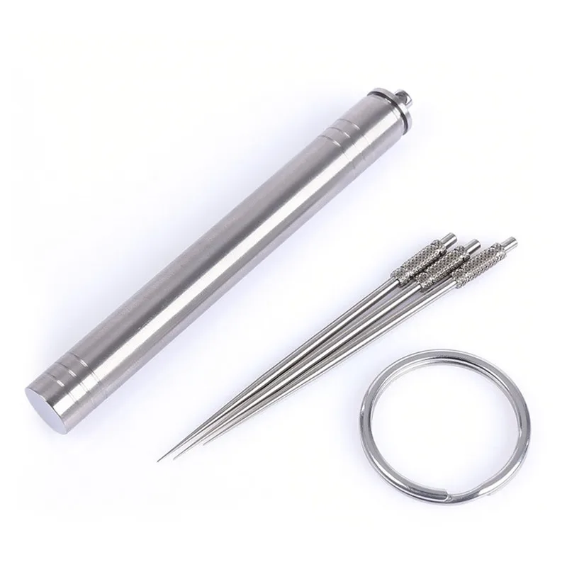 

EDC Titanium TC4 Titanium Alloy Waterproof Toothpick Fruit Picker +Holder/Container Reusable/Recyclable Outdoor Camping Kits