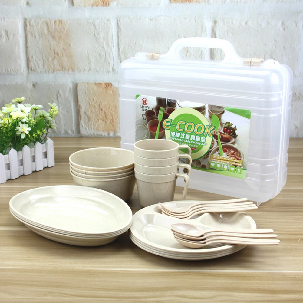 

24PCS Heat Resistant Picnic Camping Cutlery Set Outdoor Light Durable Safe Practical Solid Dinner Barbecue