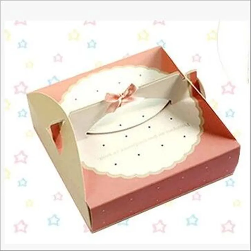 

10pcs Pink Cheese Cake Paper Box Cookie Container gift Packaging Wedding Christmas Use