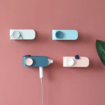 

Bathroom Hair Dryer Holder Wall Mounted Storage Rack Save Space Plastic Multipurpose Toilet Shelf Comb Storage Shampoo Rack