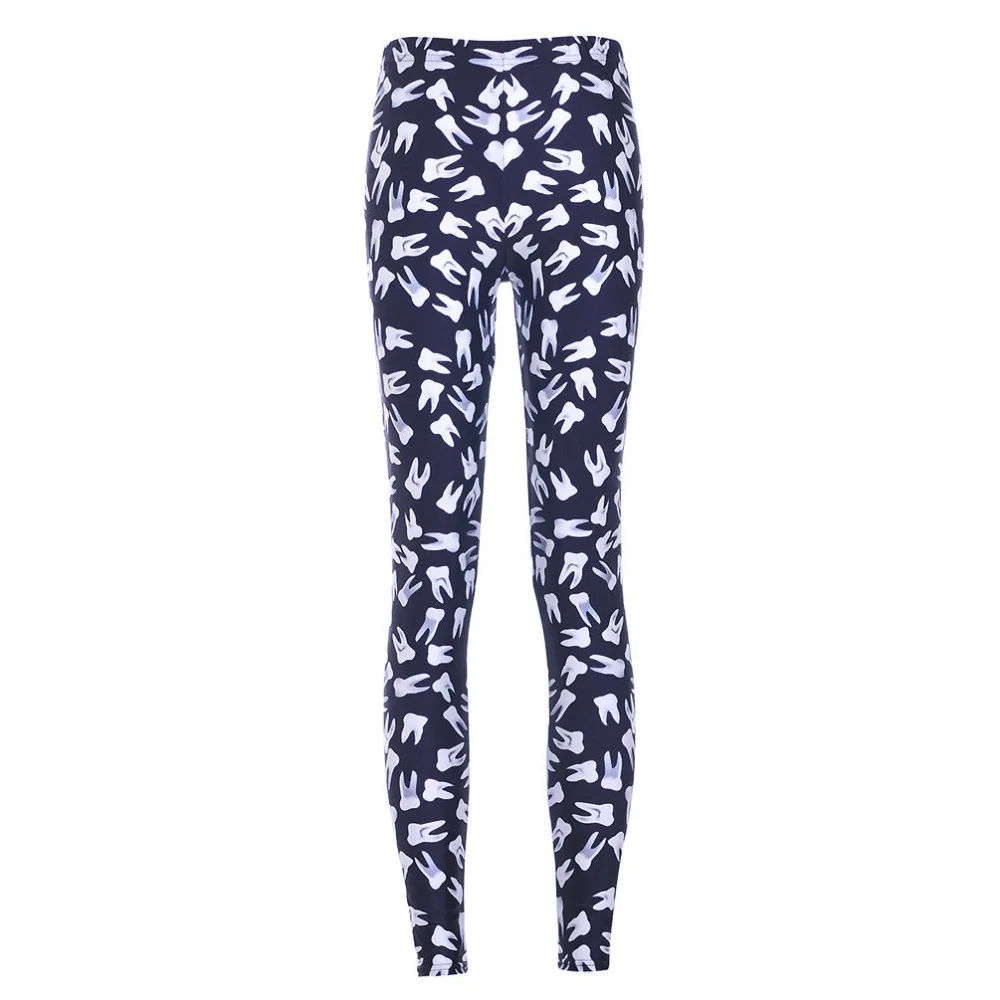 

Fashion Women Teeth Print Leggings Slim Fit Thin Elastic Polyester Party Pants Casual Trousers Drop Shipping