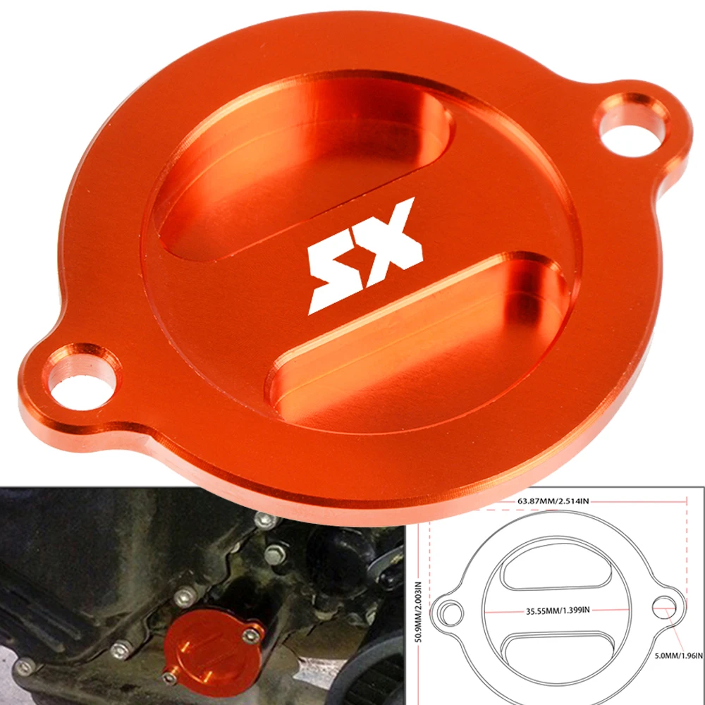 

For KTM 250SX 150SX 125SX 65SX 50SX SX50 65 125 150 250 Motorcycle CNC Aluminum protector Orange Cap Engine Oil Filter Cover Cap