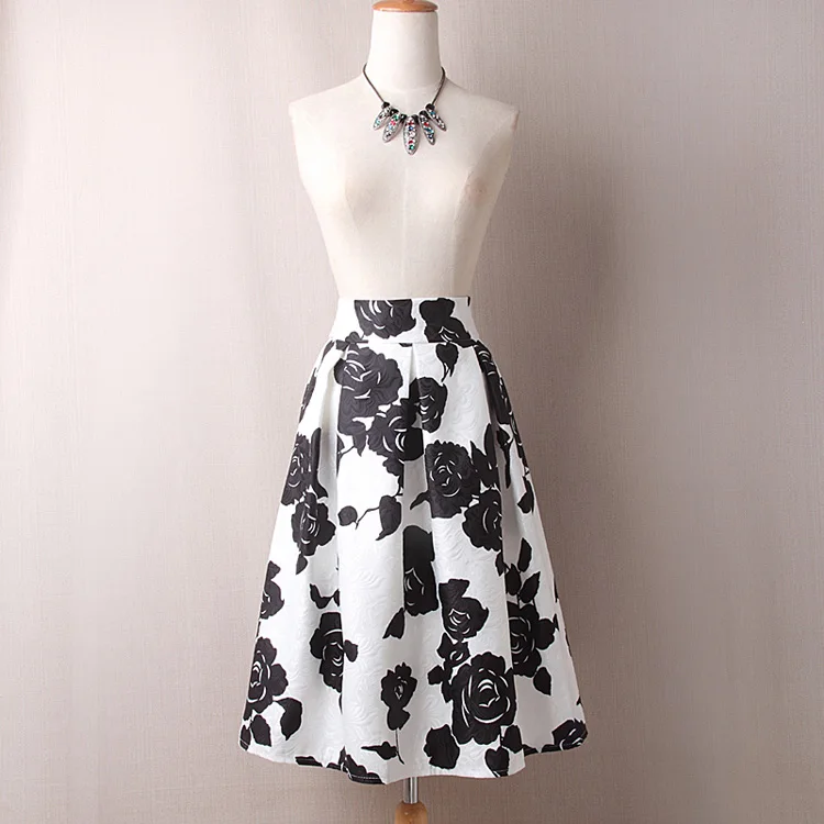 Женская Плиссированная Юбка миди с высокой талией и цветочным принтом|skater skirt|midi