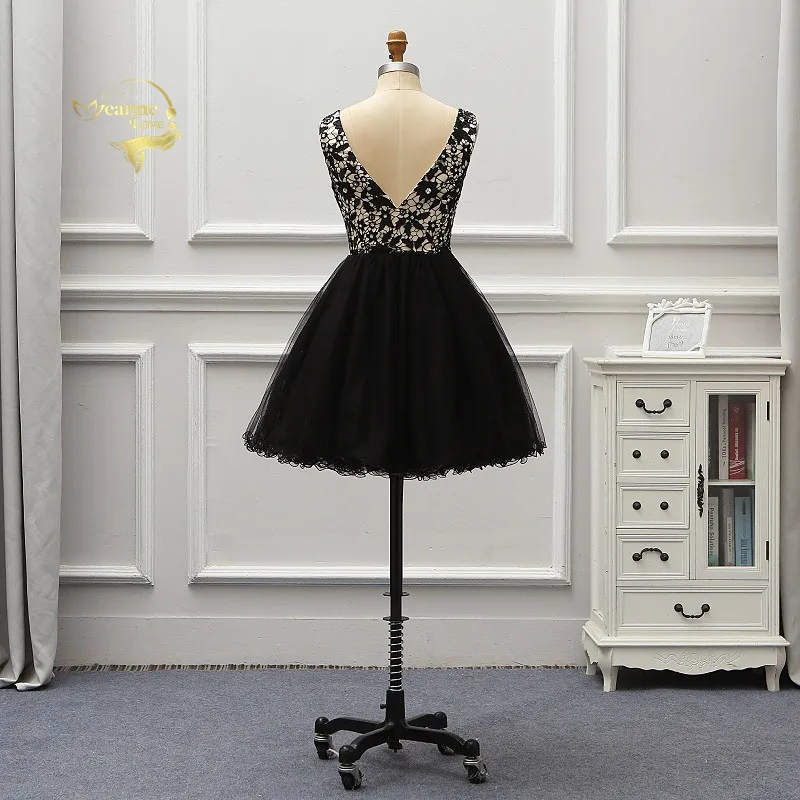 Короткие черные кружевные коктейльные платья Vestido De Noiva Бальное мини платье для