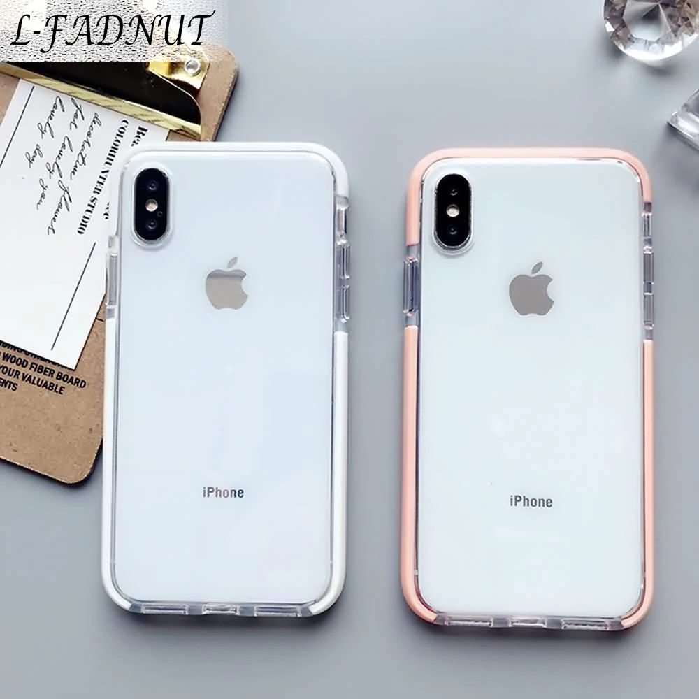 

L-FADNUT Transparent Silicone Soft TPU Case For iPhone 7 Plus 8 6S 6 Clear Shockproof Bumper Phone Cover For iPhone Xr X Xs Max
