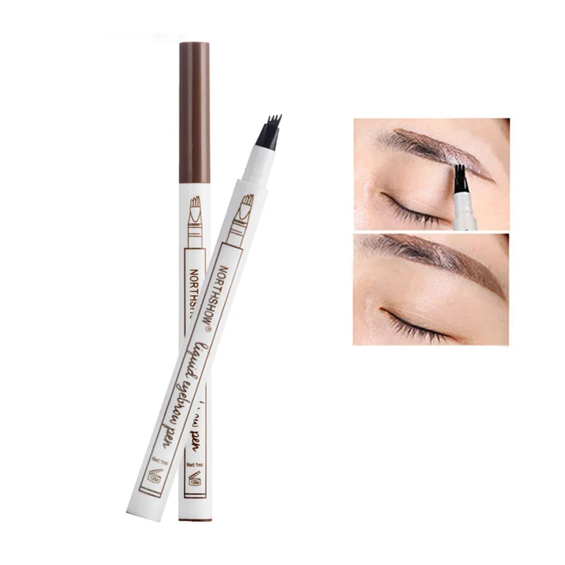 

Eyebrow Pencil 1pc Waterproof Fork tip Eyebrow Tattoo Pen 4 Heads Fine Sketch Liquid Henna Eyebrow Enhancer Dye Tint Pen