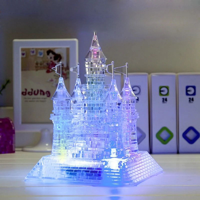 3D Сборка хрустальный замок головоломка 3D Музыкальный пазл с красивым светильник Развивающие детские строительные игрушки