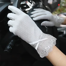Женские Элегантные Перчатки хлопковые мягкие перчатки для вождения лето, защита от солнца эластичные рабочие перчатки